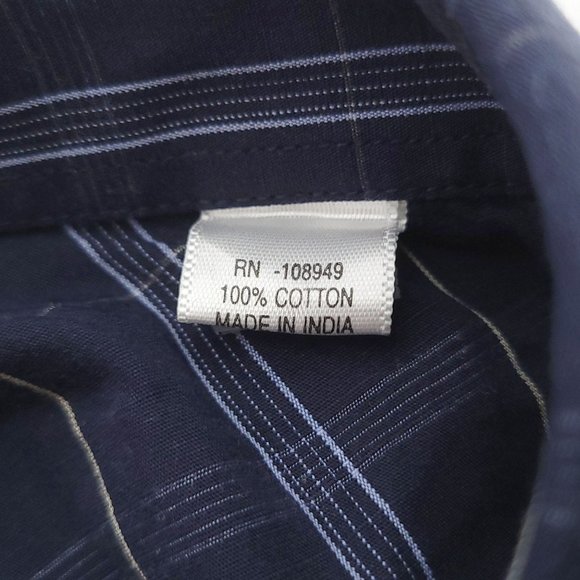 Alex Cannon Long Sleeve Button Up Shirt Mens Size XL Blue Plaid Spread Collar - Picture 7 of 7